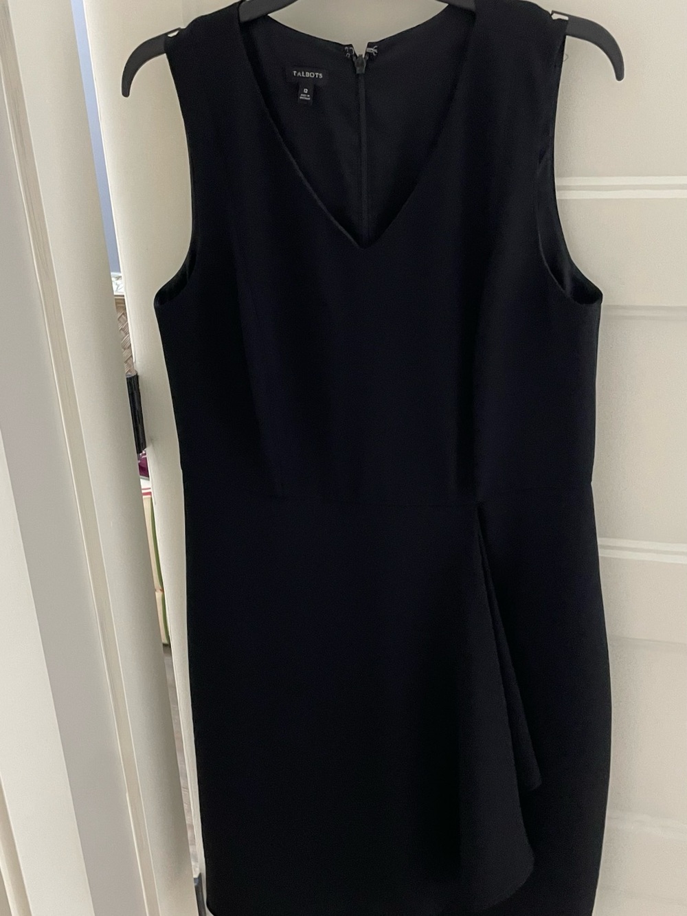 Talbots Black Sleeveless V-Neck Midi Sheath Dress